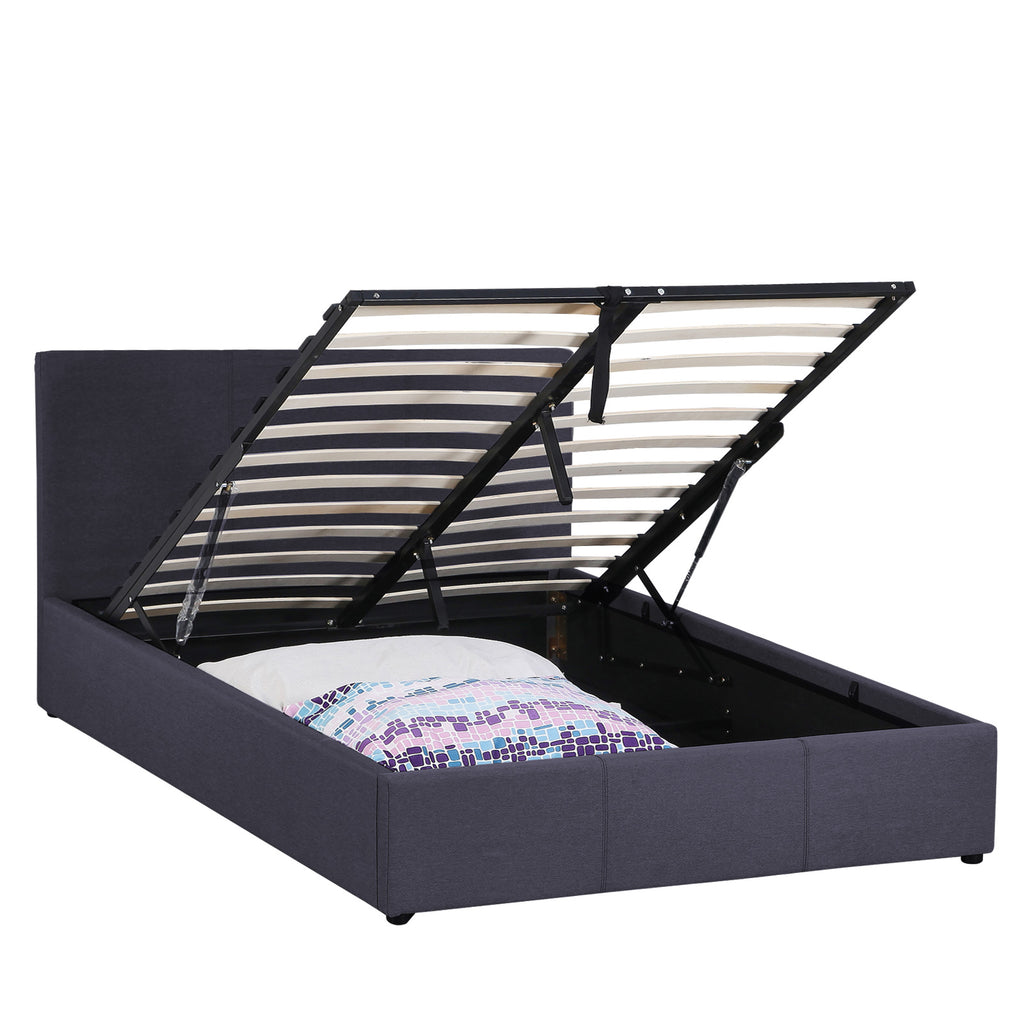 Marva Luxury King Gas Lift Bed Frame with Storage Charcoal - House Things Furniture > Bedroom