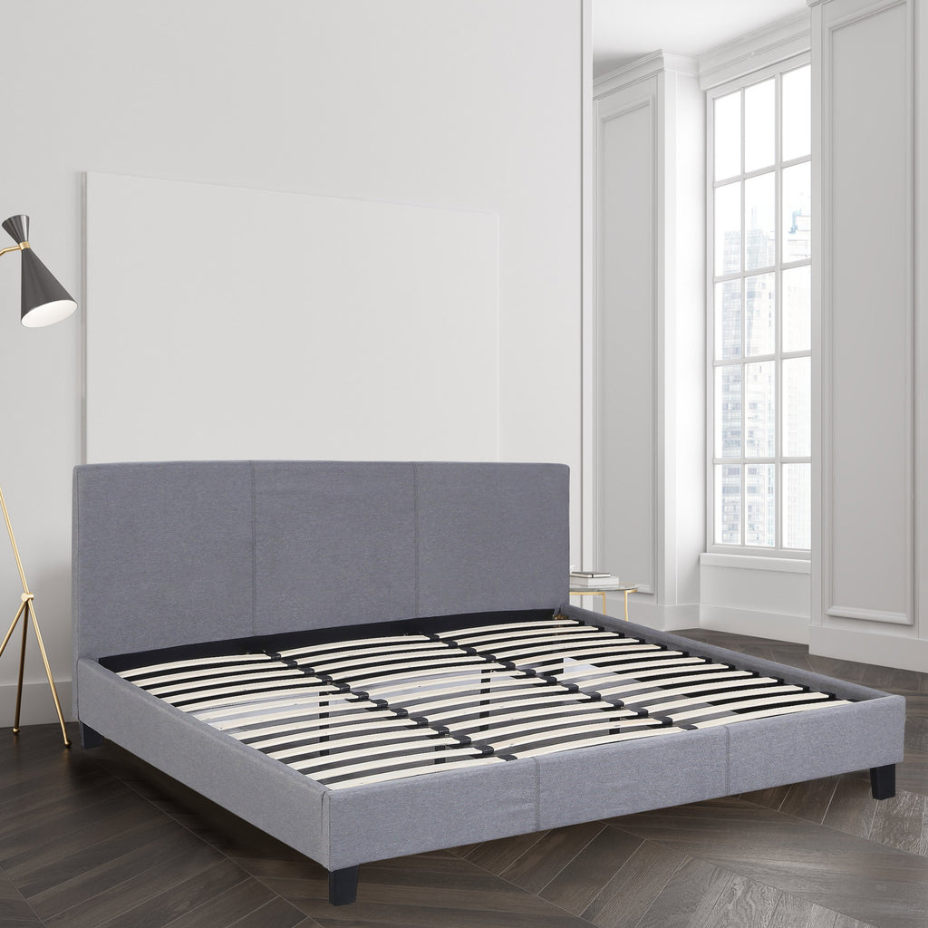 Marva King Bed Frame and Headboard Grey - House Things Furniture > Bedroom