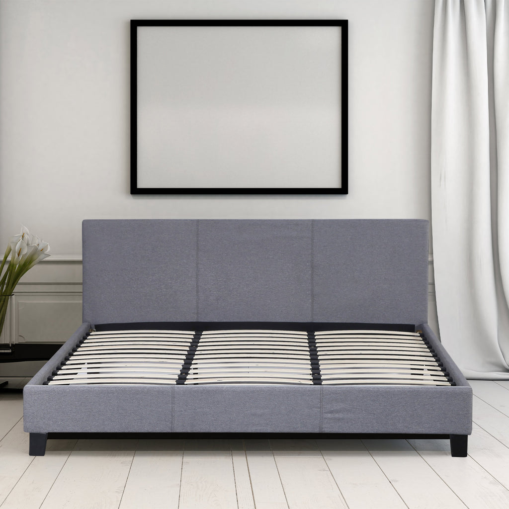 Marva King Bed Frame and Headboard Grey - House Things Furniture > Bedroom