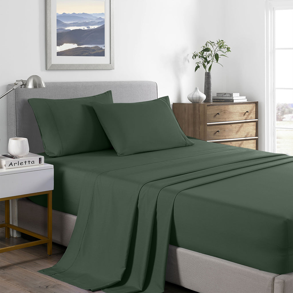 Royal Comfort 2000 Thread Count Bamboo Cooling Sheet Set Ultra Soft Bedding Queen Olive - House Things Home & Garden > Bedding