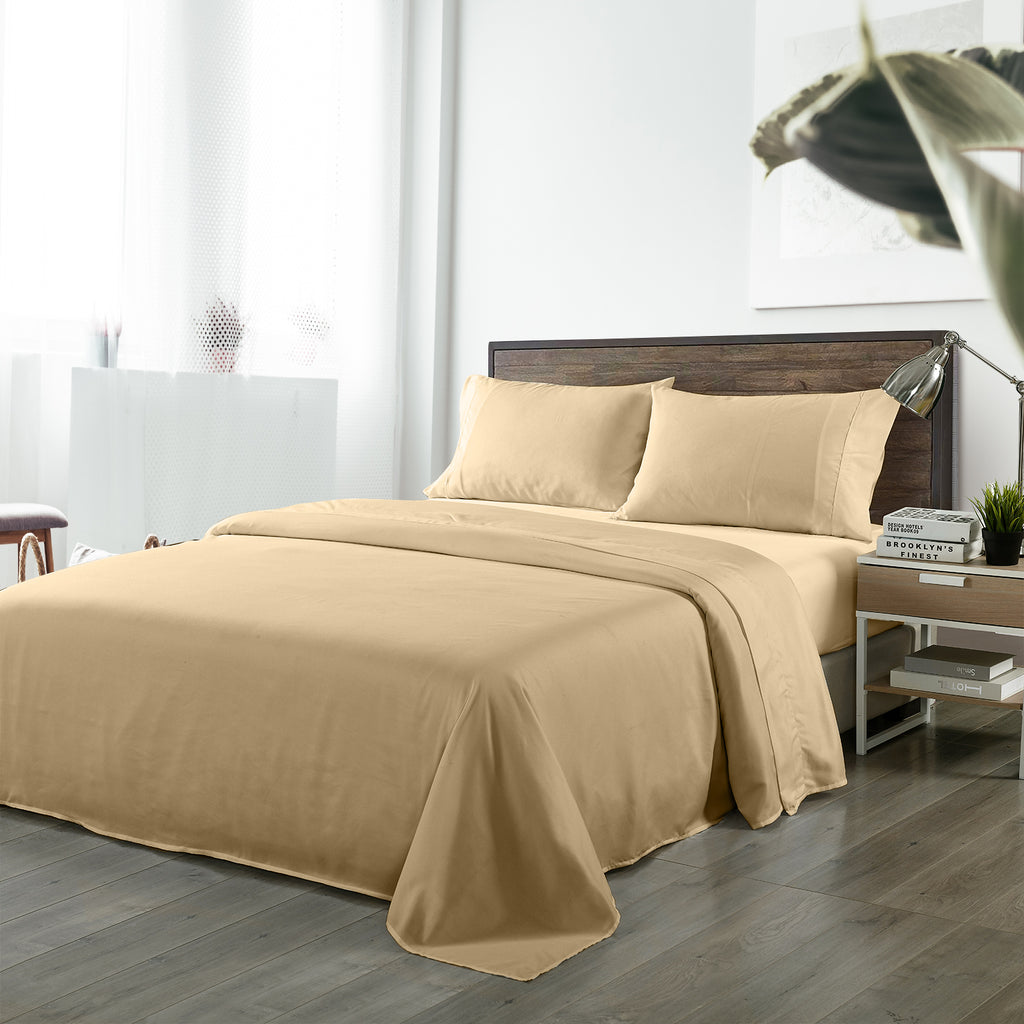 Royal Comfort Bamboo Blended Sheet & Pillowcases Set 1000TC Ultra Soft Bedding King Oatmeal - House Things Home & Garden > Bedding