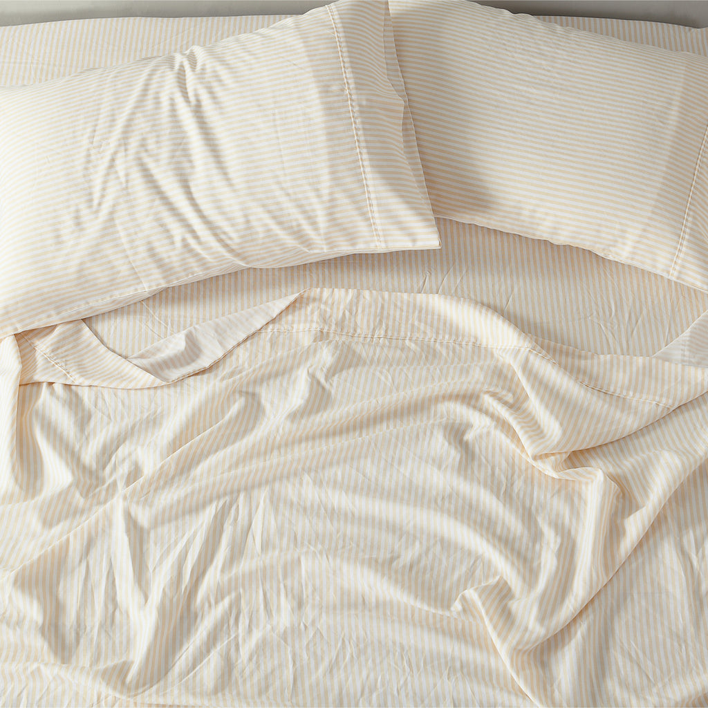 Royal Comfort Stripes Linen Blend Sheet Set Bedding Luxury Breathable Ultra Soft - King - Beige - House Things Home & Garden > Bedding