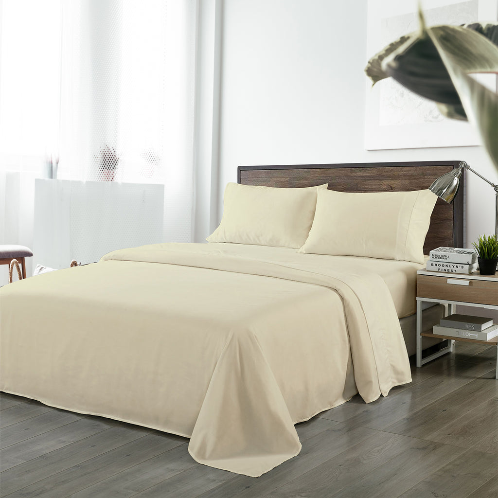 Royal Comfort Bamboo Blended Sheet & Pillowcases Set 1000TC Ultra Soft Bedding King Ivory - House Things Home & Garden > Bedding