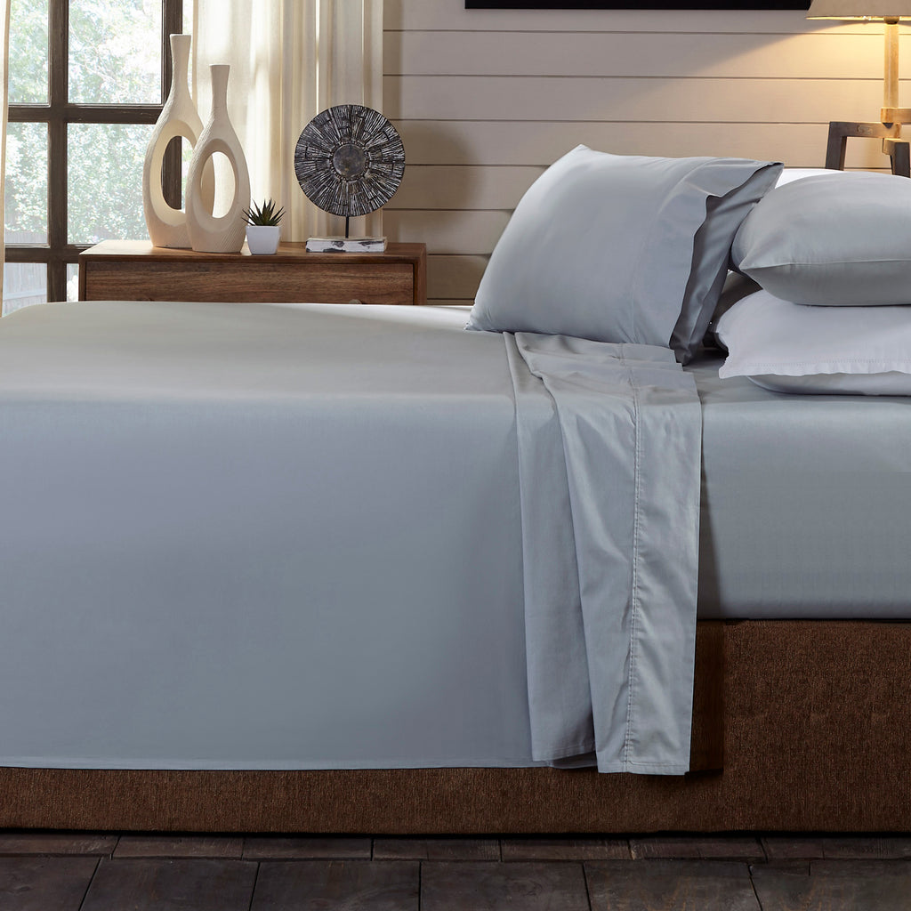Royal Comfort 250TC Organic 100% Cotton Sheet Set 4 Piece Luxury Hotel Style Double Graphite - House Things Home & Garden > Bedding