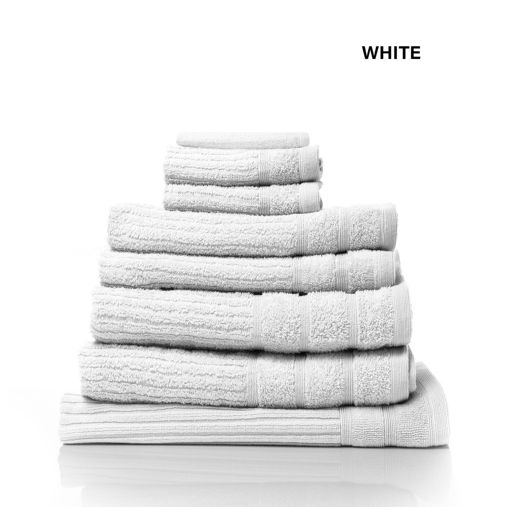 Royal Comfort Eden Egyptian Cotton 600GSM 8 Piece Luxury Bath Towels Set - White - House Things Home & Garden > Bathroom Accessories