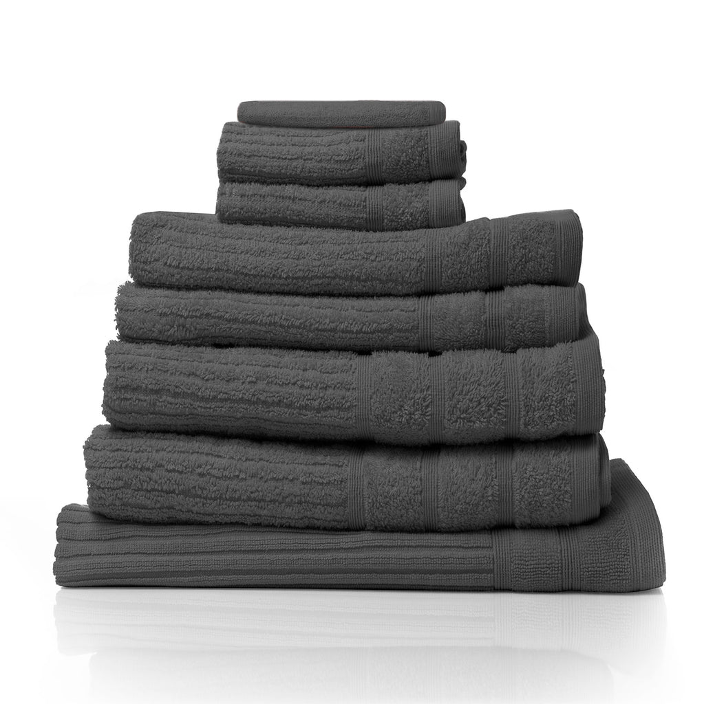 Royal Comfort Eden Egyptian Cotton 600GSM 8 Piece Luxury Bath Towels Set - Granite - House Things Home & Garden > Bathroom Accessories