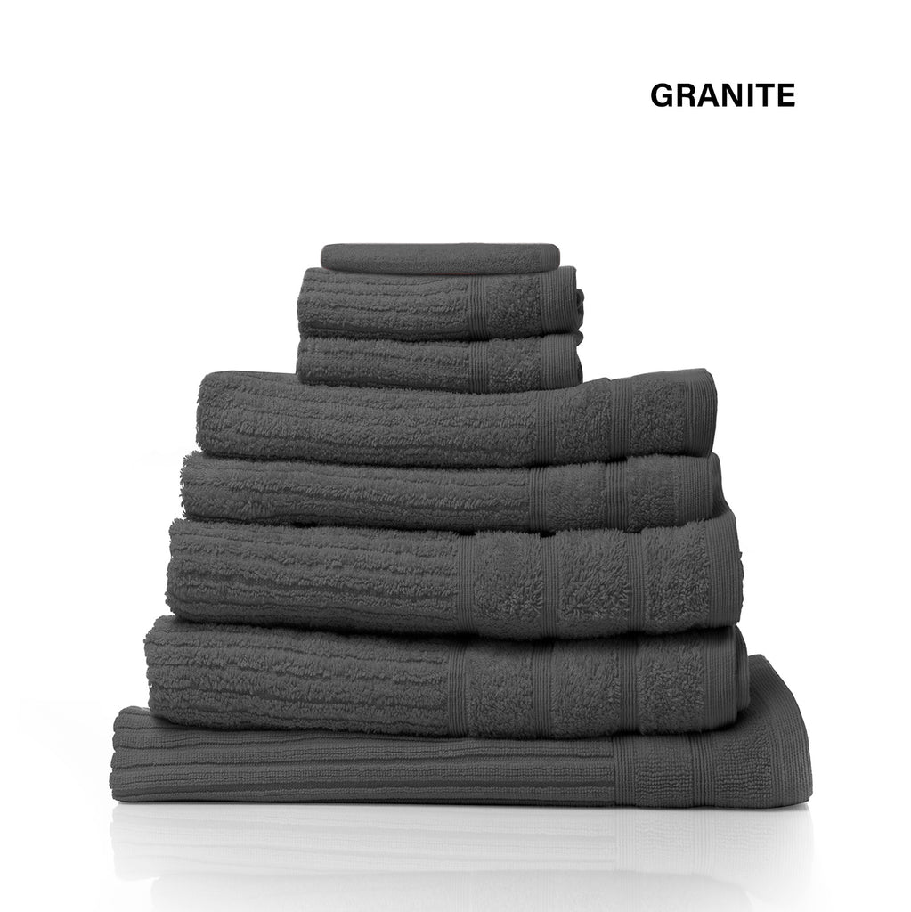 Royal Comfort Eden Egyptian Cotton 600GSM 8 Piece Luxury Bath Towels Set - Granite - House Things Home & Garden > Bathroom Accessories