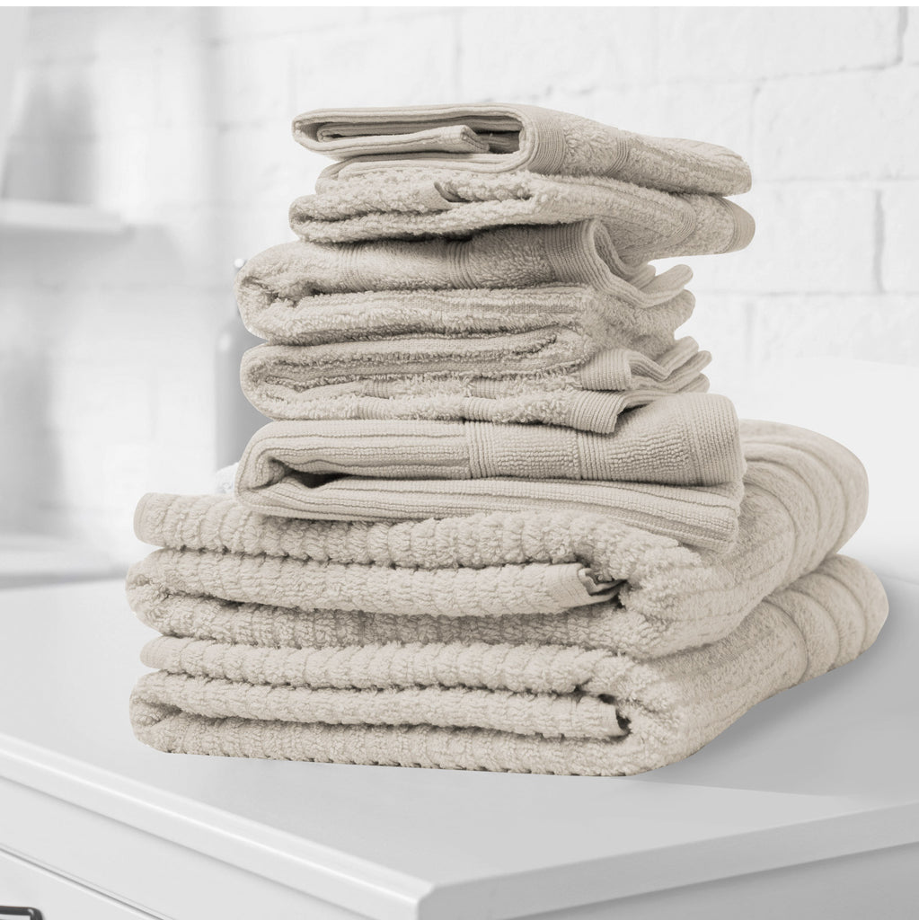 Royal Comfort Eden Egyptian Cotton 600GSM 8 Piece Luxury Bath Towels Set - Beige - House Things Home & Garden > Bathroom Accessories