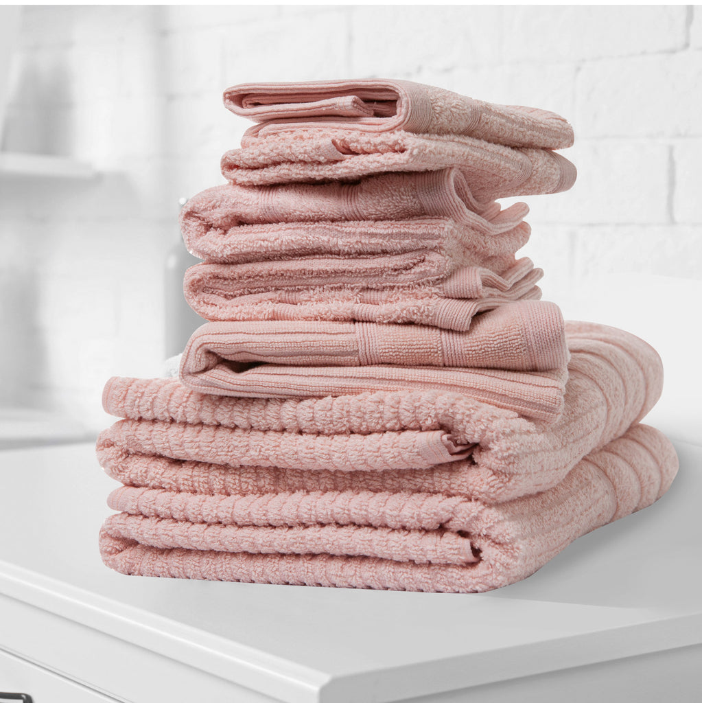 Royal Comfort Eden Egyptian Cotton 600GSM 8 Piece Luxury Bath Towels Set - Blush - House Things Home & Garden > Bathroom Accessories