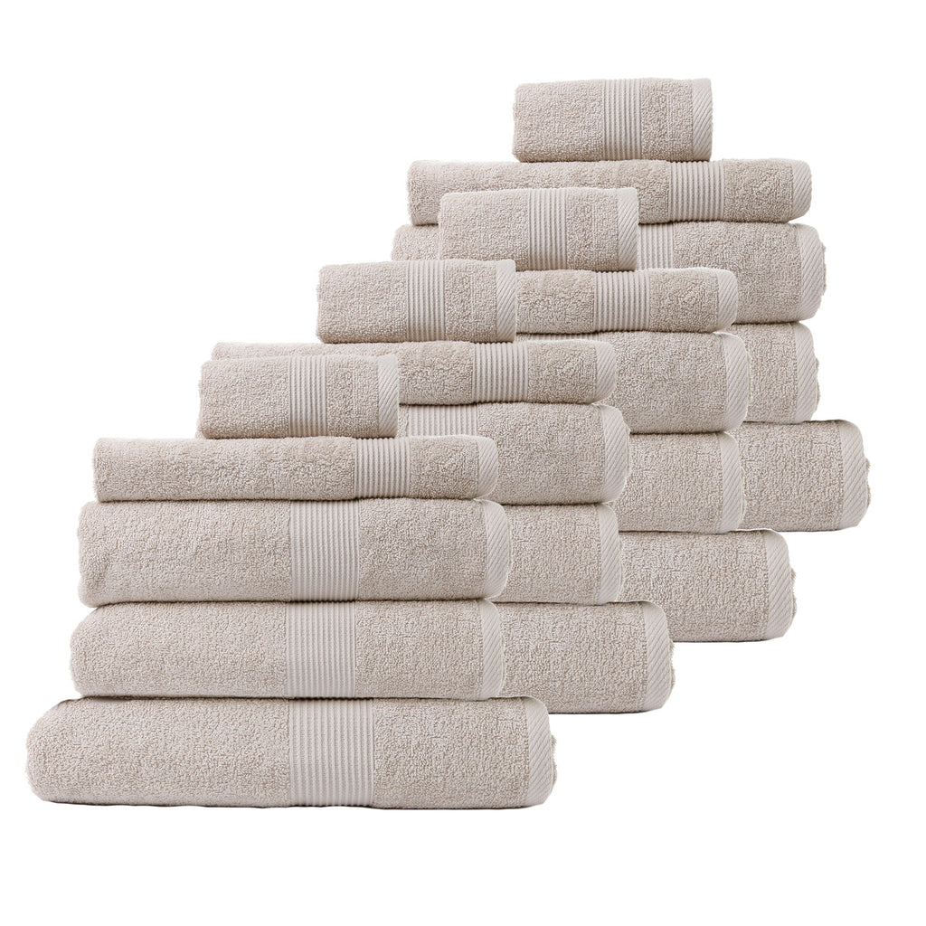 Royal Comfort 20 Piece Cotton Bamboo Towel Bundle Set 450GSM Luxurious Absorbent - Beige - House Things Home & Garden > Bathroom Accessories