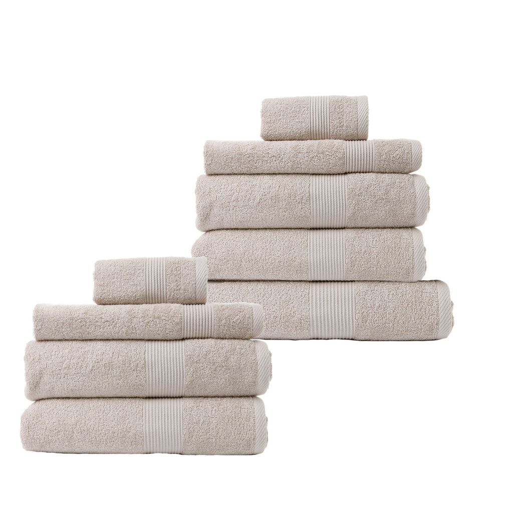 Royal Comfort 9 Piece Cotton Bamboo Towel Bundle Set 450GSM Luxurious Absorbent - Beige - House Things Home & Garden > Bathroom Accessories
