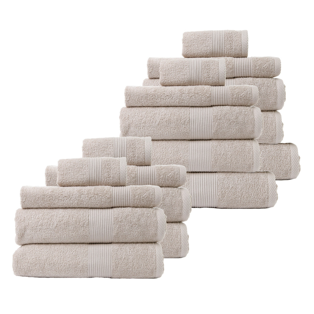 Royal Comfort 18 Piece Cotton Bamboo Towel Bundle Set 450GSM Luxurious Absorbent - Beige - House Things Home & Garden > Bathroom Accessories