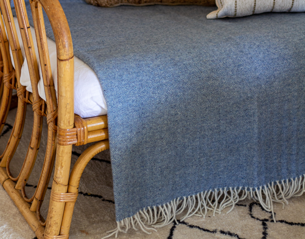 Hampton Throw - Merino Wool Blend - Blue - House Things Home & Garden > Decor