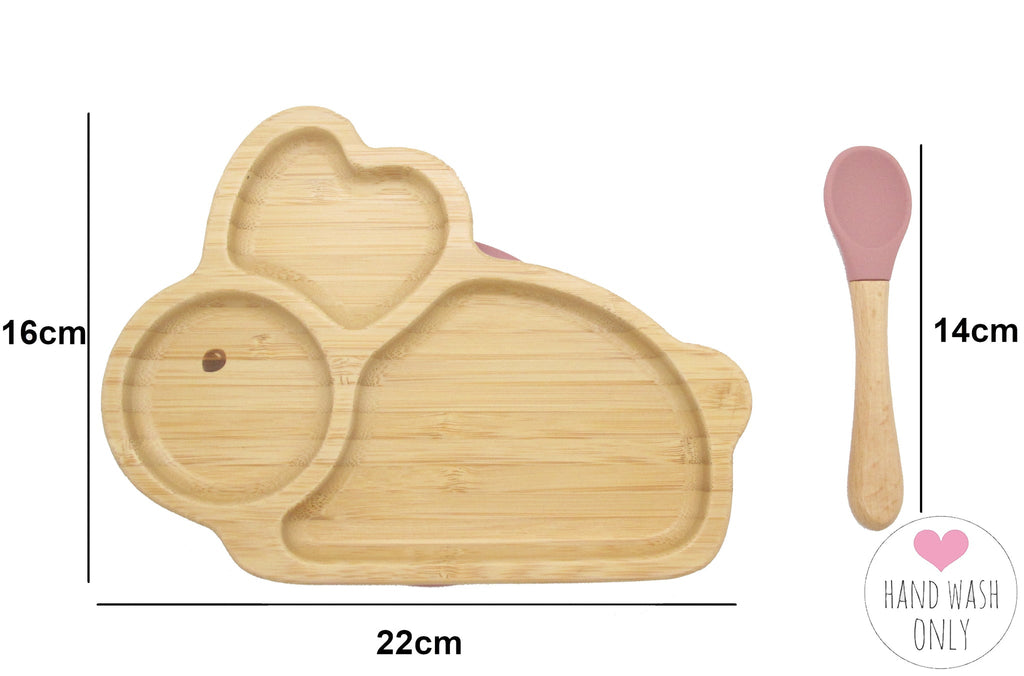 Bamboo Rabbit Kids Plate with Suction Cap Base & Spoon - House Things Baby & Kids > Baby & Kids Others