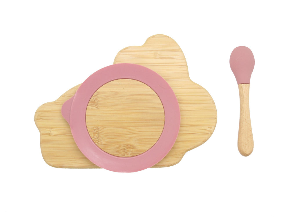 Bamboo Rabbit Kids Plate with Suction Cap Base & Spoon - House Things Baby & Kids > Baby & Kids Others