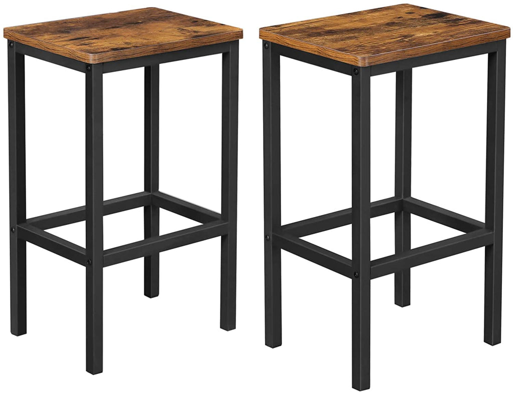 Rustic Flat-top Bar Set Stools of 2 - House Things Furniture > Bar Stools & Chairs
