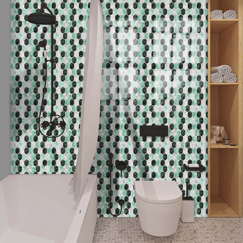 Imitation 3D Epoxy Tile Tic Tac Stickers Green - House Things Home & Garden > Wallpaper