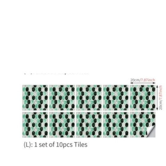 Imitation 3D Epoxy Tile Tic Tac Stickers Green - House Things Home & Garden > Wallpaper