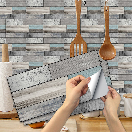 Waterproof Tiles Wallpaper Stickers Bathroom Kitchen Timber Blue - House Things Home & Garden > Wallpaper