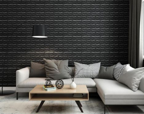 10PCS 3D Foam Black Brick Self Adhesive Home Wallpaper Panels 70 x 77cm - House Things Home & Garden > Wallpaper