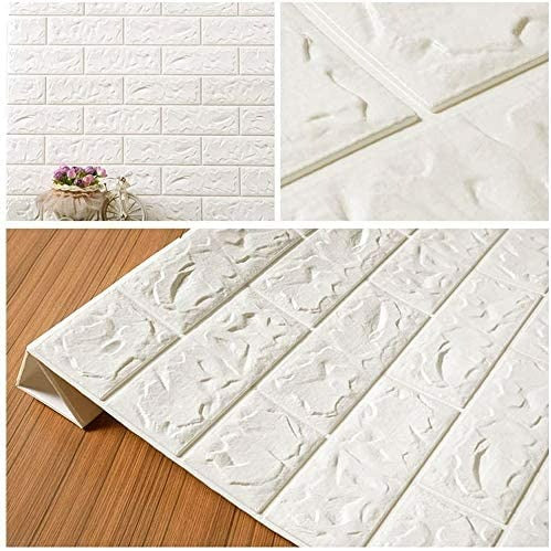 10PCS 3D Foam White Brick Self Adhesive Home Wallpaper Panels 60 x 60cm - House Things Home & Garden > Wallpaper