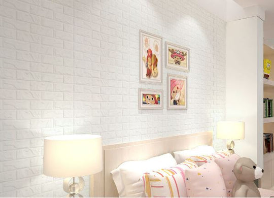 10PCS 3D Foam White Brick Self Adhesive Home Wallpaper Panels 60 x 60cm - House Things Home & Garden > Wallpaper