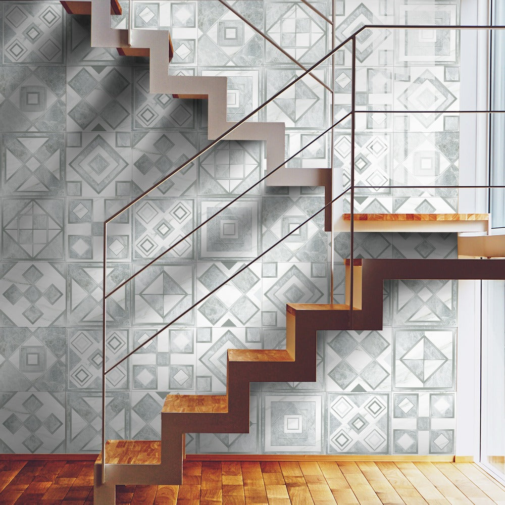 Geometric Pattern Staircase Wall Tile Sticker Kitchen Stove Water And Oil Proof Stickers - House Things Home & Garden > Wallpaper