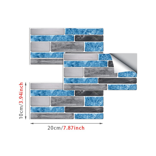 9PCS Mosaic Marble Bricks Self-adhesive Bathroom Kitchen Wall Tile Sticker Raven Sky - House Things Home & Garden > Wallpaper