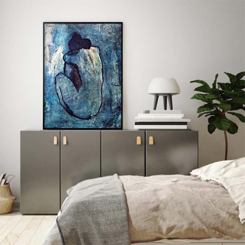 50cmx70cm Blue Nude by Pablo Picasso Black Frame Canvas Wall Art - House Things Home & Garden > Wall Art