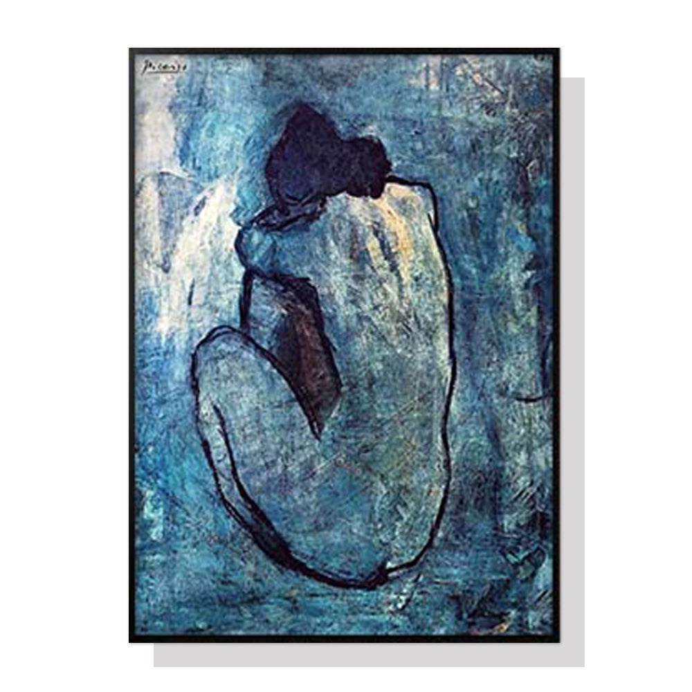 50cmx70cm Blue Nude by Pablo Picasso Black Frame Canvas Wall Art - House Things Home & Garden > Wall Art