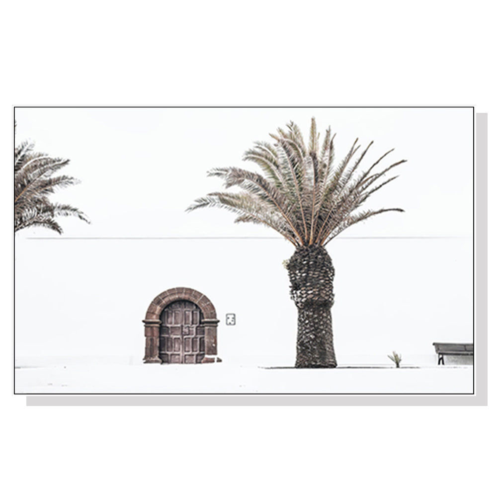50cmx70cm European Palm Tree White Frame Canvas Wall Art - House Things Home & Garden > Wall Art