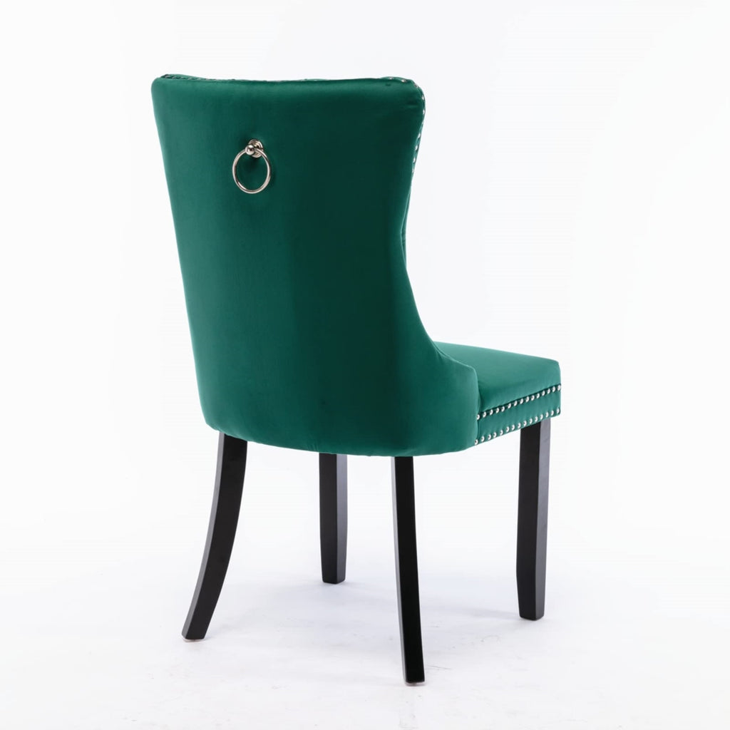 Velvet Dining Chairs- Green rear view