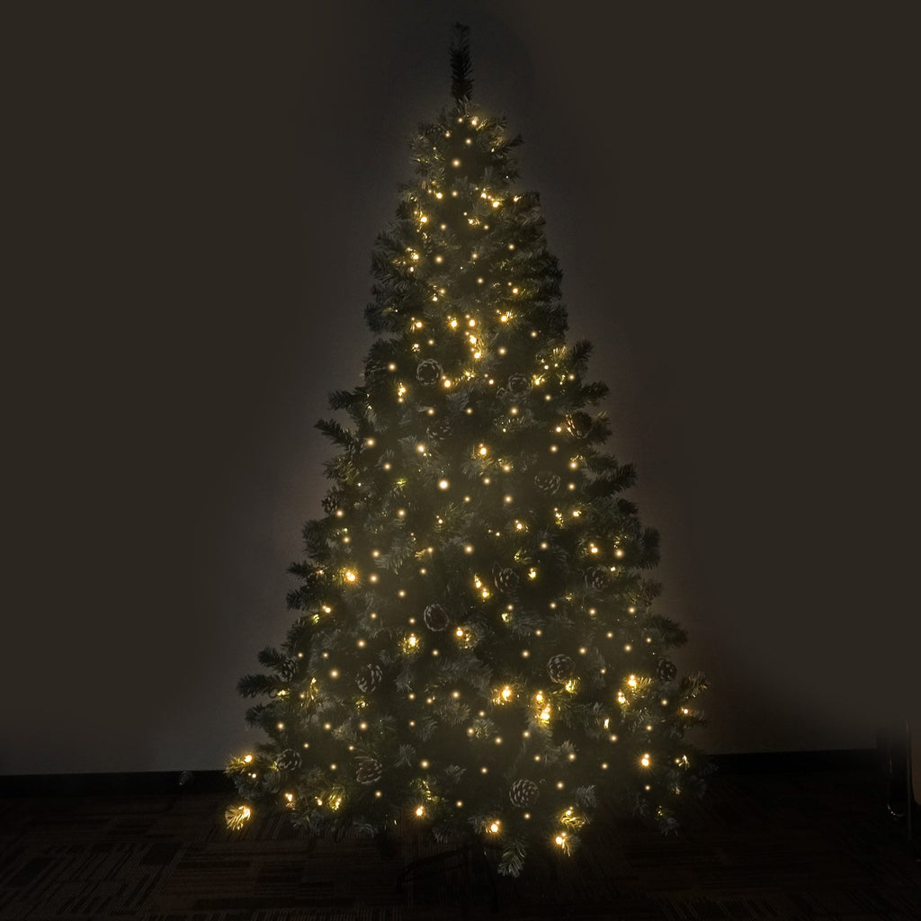 2.7m Pre Lit LED Christmas Tree with Pine Cones