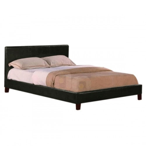 Queen Size Leatheratte Bed Frame in Black Colour with Metal Joint Slat Base - House Things Furniture > Bedroom
