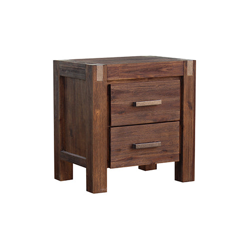 Bedside Table 2 drawers Night Stand Solid Wood Acacia Storage in Chocolate Colour - House Things Furniture > Bedroom