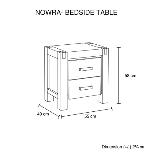 Bedside Table 2 drawers Night Stand Solid Wood Acacia Storage in Chocolate Colour - House Things Furniture > Bedroom