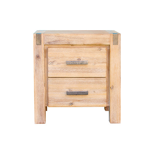 Bedside Table 2 drawers Night Stand Solid Wood Acacia Oak Colour - House Things Furniture > Bedroom