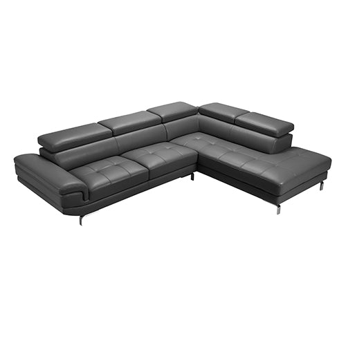 Vienna Corner Sofa Set Spacious Chaise Lounge Leatherette Air Leather Grey - House Things Furniture > Sofas