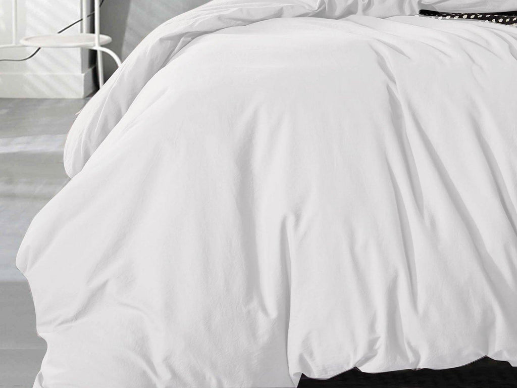 King Size White Vintage Washed Cotton Quilt Cover Set(3PCS) - Housethings 