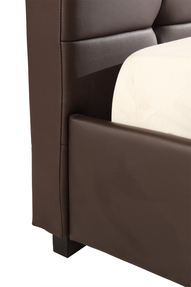 Double PU Leather Deluxe Bed Frame Brown - House Things Furniture > Bedroom