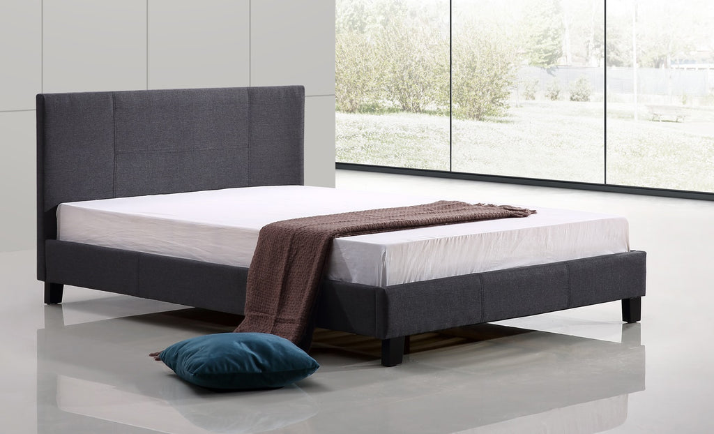 Queen Linen Fabric Bed Frame Grey - House Things Furniture > Bedroom
