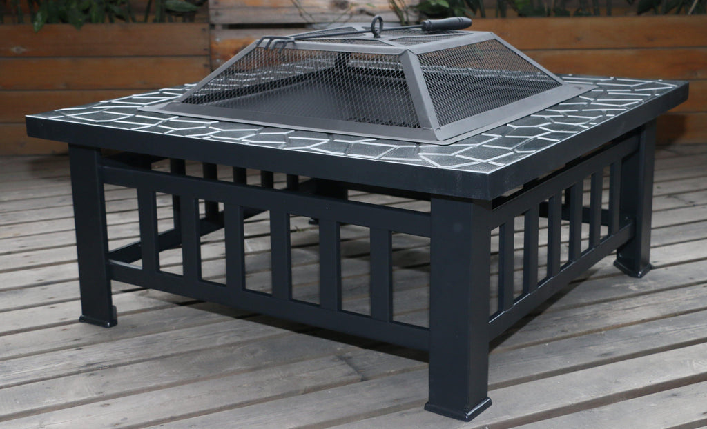 18" Square Metal Fire Pit Outdoor Heater - Housethings 