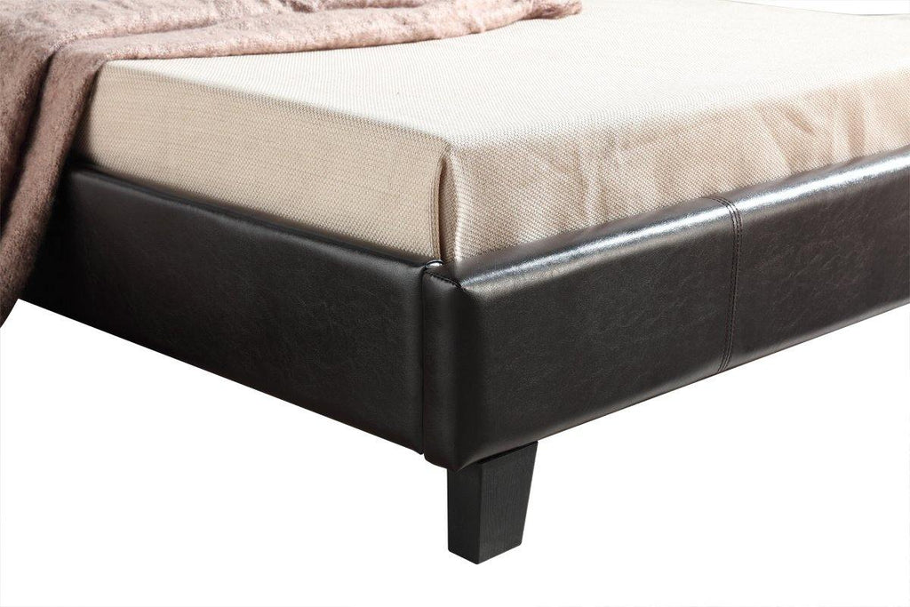 King Single PU Leather Bed Frame Brown - House Things Furniture > Bedroom