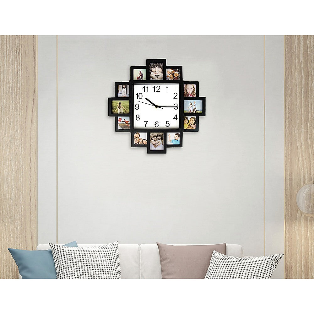 Photo Frame Clock Picture Collage 12-P Display Wall Clock Photowall Home Décor - House Things Home & Garden > Decor