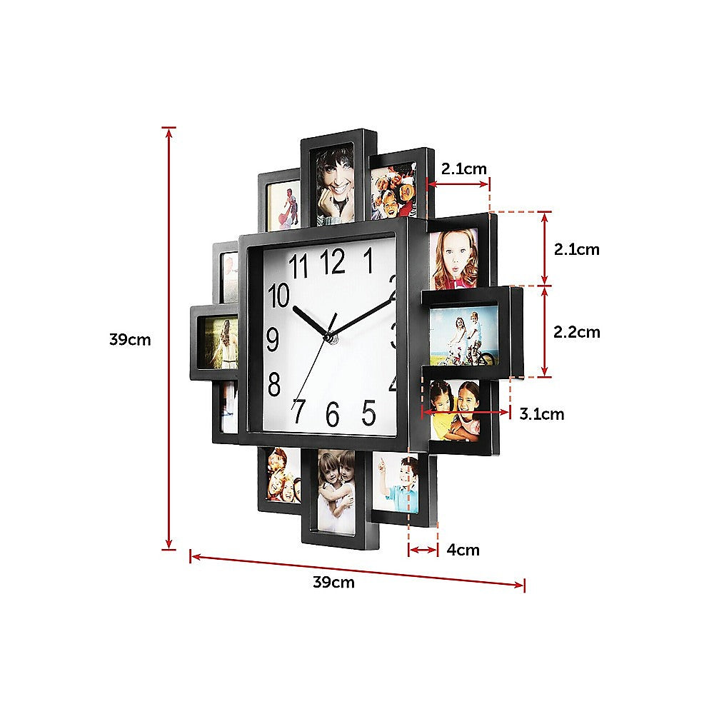 Photo Frame Clock Picture Collage 12-P Display Wall Clock Photowall Home Décor - House Things Home & Garden > Decor