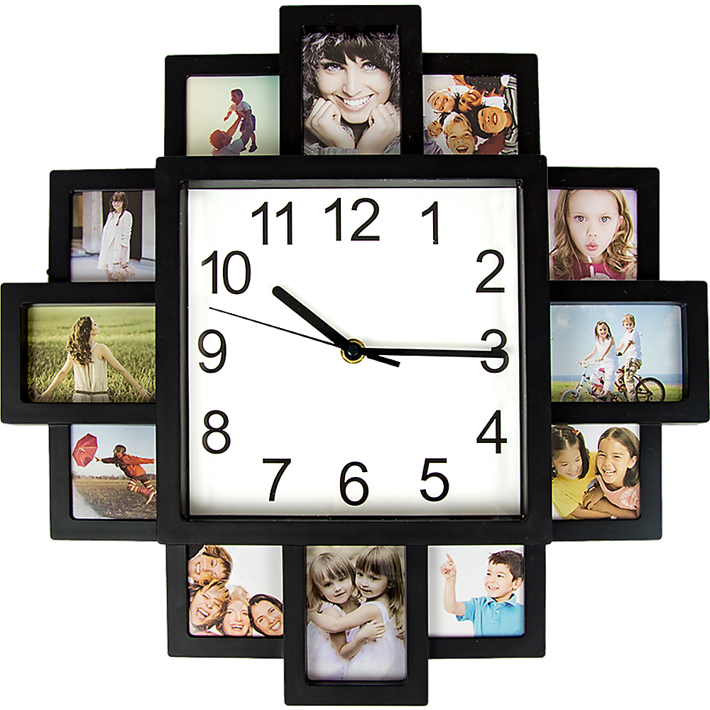 Photo Frame Clock Picture Collage 12-P Display Wall Clock Photowall Home Décor - House Things Home & Garden > Decor