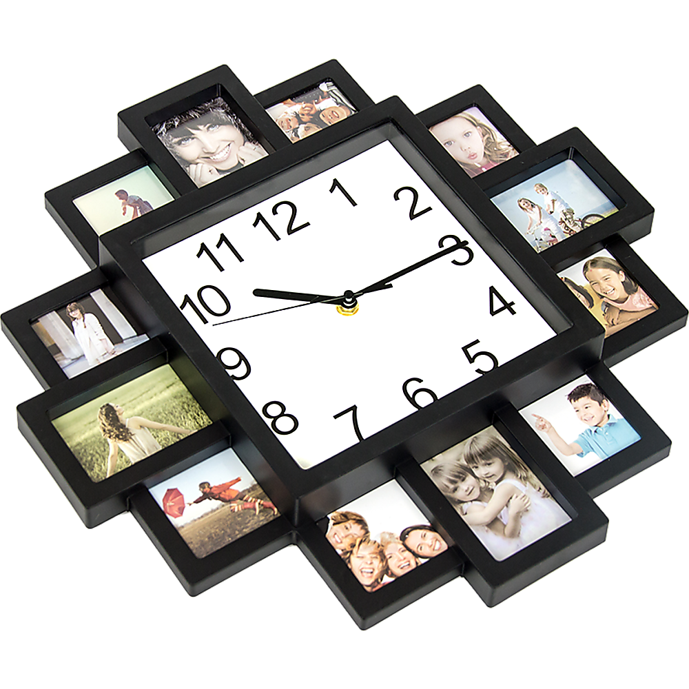 Photo Frame Clock Picture Collage 12-P Display Wall Clock Photowall Home Décor - House Things Home & Garden > Decor