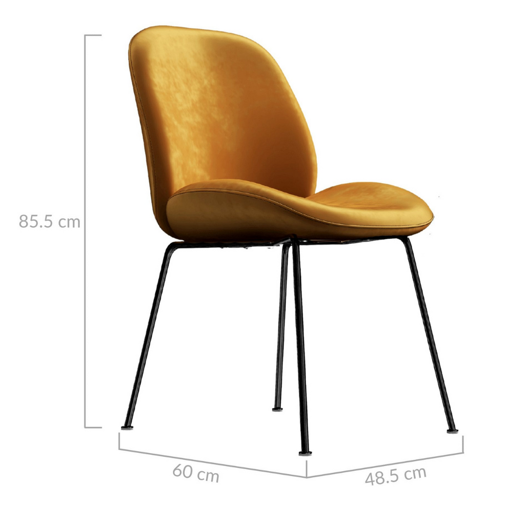 2 x Golden Velvet Dining Chairs - Housethings 