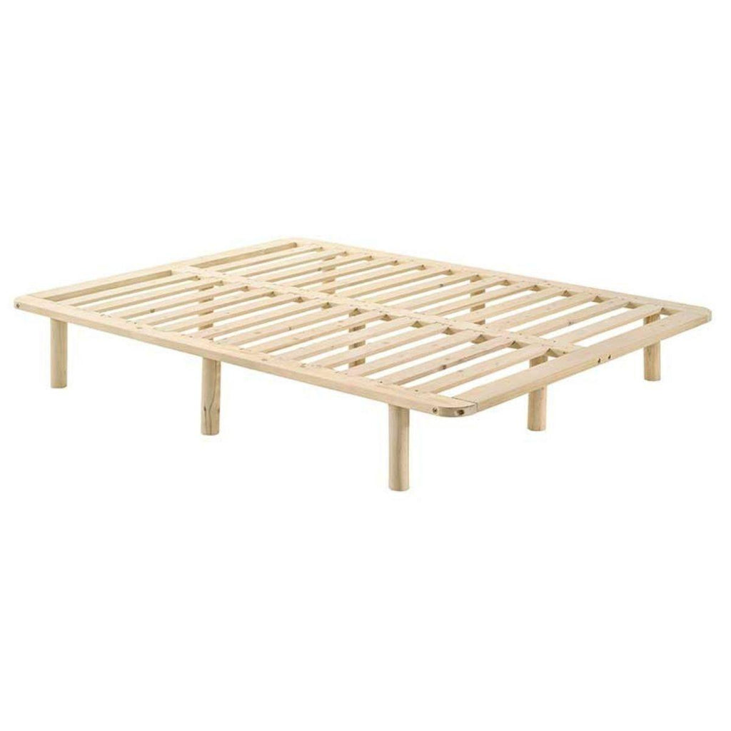 Platform Bed Base Frame Wooden Natural King Pinewood - House Things Furniture > Bedroom