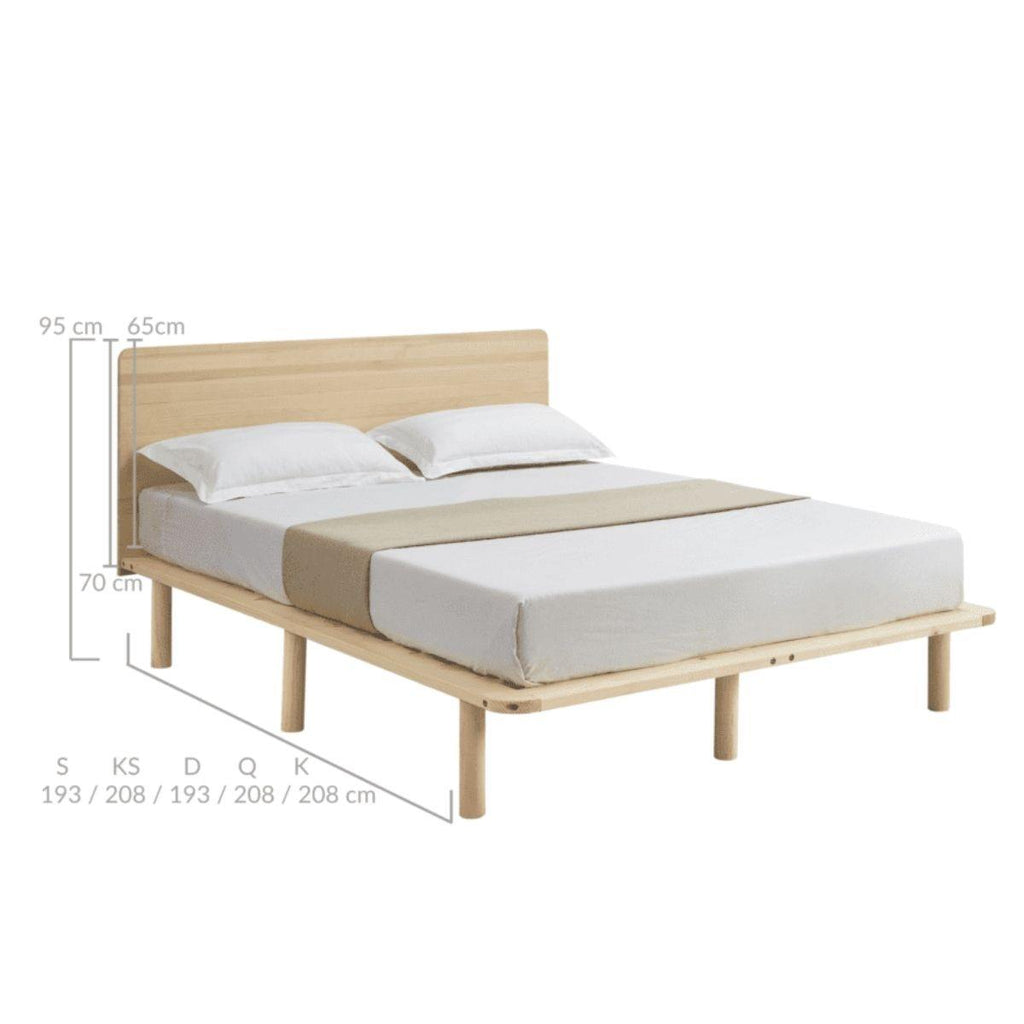 King Single Natural Solid Wood Bed Base with Headboard - House Things Furniture > Bedroom